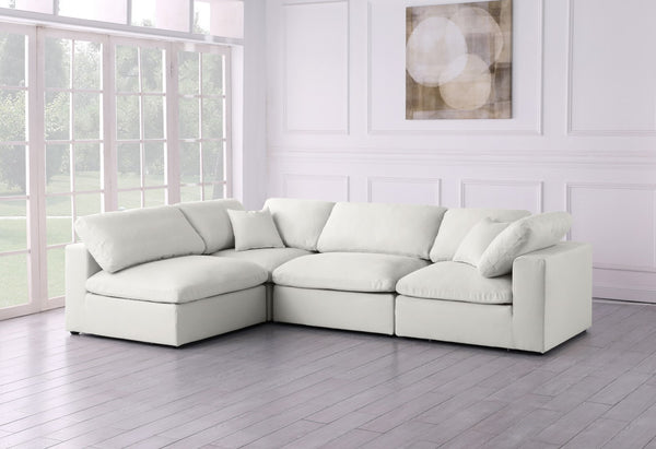 Plush Velvet / Down / Engineered Wood / Foam Contemporary Cream Velvet Standard Cloud-Like Comfort Modular Sectional - 105" W x 70" D x 32" H