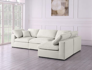 Plush Velvet / Down / Engineered Wood / Foam Contemporary Cream Velvet Standard Cloud-Like Comfort Modular Sectional - 105" W x 70" D x 32" H