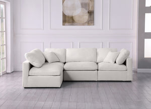 Plush Velvet / Down / Engineered Wood / Foam Contemporary Cream Velvet Standard Cloud-Like Comfort Modular Sectional - 105" W x 70" D x 32" H