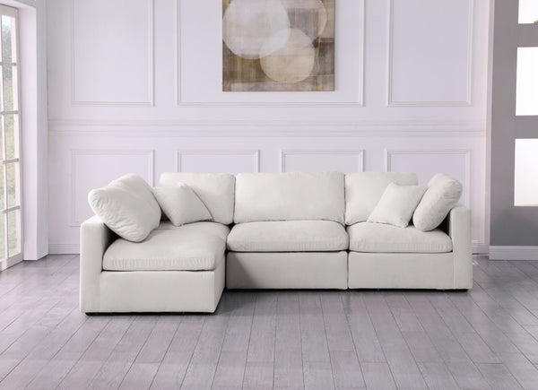 Plush Velvet / Down / Engineered Wood / Foam Contemporary Cream Velvet Standard Cloud-Like Comfort Modular Sectional - 105" W x 70" D x 32" H