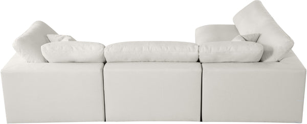 Plush Velvet / Down / Engineered Wood / Foam Contemporary Cream Velvet Standard Cloud-Like Comfort Modular Sectional - 105" W x 70" D x 32" H
