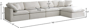 Plush Velvet / Down / Engineered Wood / Foam Contemporary Cream Velvet Standard Cloud-Like Comfort Modular Sectional - 140" W x 70" D x 32" H