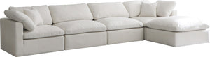 Plush Velvet / Down / Engineered Wood / Foam Contemporary Cream Velvet Standard Cloud-Like Comfort Modular Sectional - 140" W x 70" D x 32" H