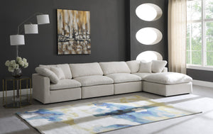 Plush Velvet / Down / Engineered Wood / Foam Contemporary Cream Velvet Standard Cloud-Like Comfort Modular Sectional - 140" W x 70" D x 32" H