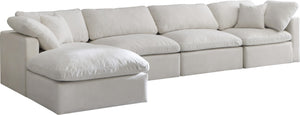 Plush Velvet / Down / Engineered Wood / Foam Contemporary Cream Velvet Standard Cloud-Like Comfort Modular Sectional - 140" W x 70" D x 32" H