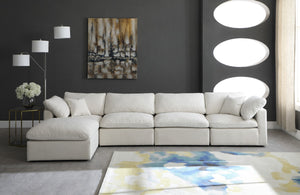 Plush Velvet / Down / Engineered Wood / Foam Contemporary Cream Velvet Standard Cloud-Like Comfort Modular Sectional - 140" W x 70" D x 32" H