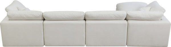 Plush Velvet / Down / Engineered Wood / Foam Contemporary Cream Velvet Standard Cloud-Like Comfort Modular Sectional - 140" W x 70" D x 32" H