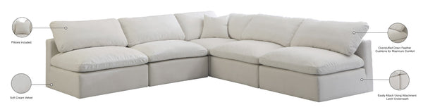 Plush Velvet / Down / Engineered Wood / Foam Contemporary Cream Velvet Standard Cloud-Like Comfort Modular Sectional - 105" W x 105" D x 32" H