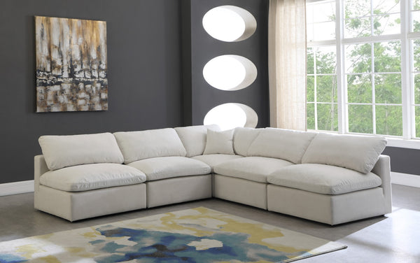 Plush Velvet / Down / Engineered Wood / Foam Contemporary Cream Velvet Standard Cloud-Like Comfort Modular Sectional - 105" W x 105" D x 32" H