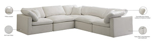 Plush Velvet / Down / Engineered Wood / Foam Contemporary Cream Velvet Standard Cloud-Like Comfort Modular Sectional - 105" W x 105" D x 32" H