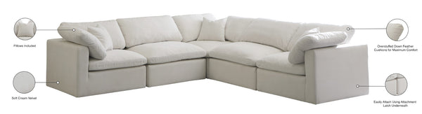 Plush Velvet / Down / Engineered Wood / Foam Contemporary Cream Velvet Standard Cloud-Like Comfort Modular Sectional - 105" W x 105" D x 32" H