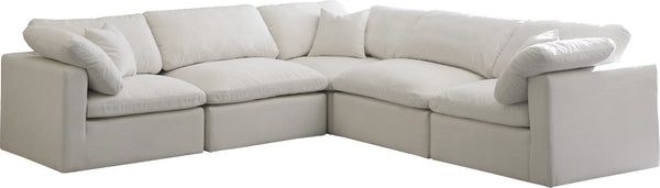 Plush Velvet / Down / Engineered Wood / Foam Contemporary Cream Velvet Standard Cloud-Like Comfort Modular Sectional - 105" W x 105" D x 32" H