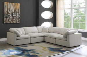 Plush Velvet / Down / Engineered Wood / Foam Contemporary Cream Velvet Standard Cloud-Like Comfort Modular Sectional - 105" W x 105" D x 32" H
