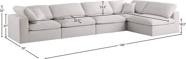 Plush Velvet / Down / Engineered Wood / Foam Contemporary Cream Velvet Standard Cloud-Like Comfort Modular Sectional - 140" W x 70" D x 32" H