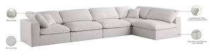 Plush Velvet / Down / Engineered Wood / Foam Contemporary Cream Velvet Standard Cloud-Like Comfort Modular Sectional - 140" W x 70" D x 32" H