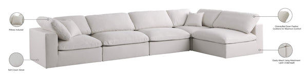 Plush Velvet / Down / Engineered Wood / Foam Contemporary Cream Velvet Standard Cloud-Like Comfort Modular Sectional - 140" W x 70" D x 32" H