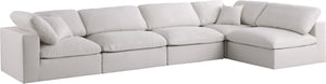 Plush Velvet / Down / Engineered Wood / Foam Contemporary Cream Velvet Standard Cloud-Like Comfort Modular Sectional - 140" W x 70" D x 32" H