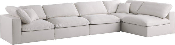 Plush Velvet / Down / Engineered Wood / Foam Contemporary Cream Velvet Standard Cloud-Like Comfort Modular Sectional - 140" W x 70" D x 32" H