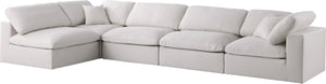 Plush Velvet / Down / Engineered Wood / Foam Contemporary Cream Velvet Standard Cloud-Like Comfort Modular Sectional - 140" W x 70" D x 32" H
