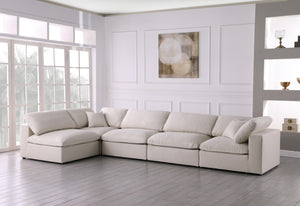 Plush Velvet / Down / Engineered Wood / Foam Contemporary Cream Velvet Standard Cloud-Like Comfort Modular Sectional - 140" W x 70" D x 32" H