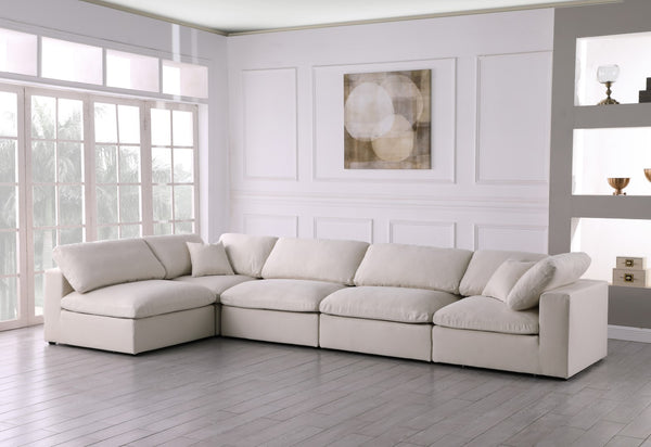 Plush Velvet / Down / Engineered Wood / Foam Contemporary Cream Velvet Standard Cloud-Like Comfort Modular Sectional - 140" W x 70" D x 32" H