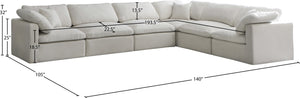 Plush Velvet / Down / Engineered Wood / Foam Contemporary Cream Velvet Standard Cloud-Like Comfort Modular Sectional - 140" W x 105" D x 32" H