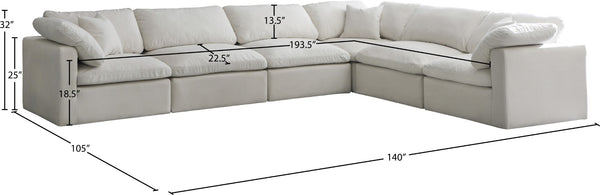Plush Velvet / Down / Engineered Wood / Foam Contemporary Cream Velvet Standard Cloud-Like Comfort Modular Sectional - 140" W x 105" D x 32" H