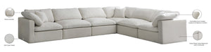 Plush Velvet / Down / Engineered Wood / Foam Contemporary Cream Velvet Standard Cloud-Like Comfort Modular Sectional - 140" W x 105" D x 32" H
