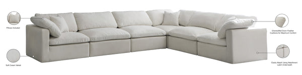 Plush Velvet / Down / Engineered Wood / Foam Contemporary Cream Velvet Standard Cloud-Like Comfort Modular Sectional - 140" W x 105" D x 32" H