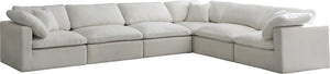 Plush Velvet / Down / Engineered Wood / Foam Contemporary Cream Velvet Standard Cloud-Like Comfort Modular Sectional - 140" W x 105" D x 32" H