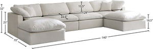 Plush Velvet / Down / Engineered Wood / Foam Contemporary Cream Velvet Standard Cloud-Like Comfort Modular Sectional - 140" W x 70" D x 32" H