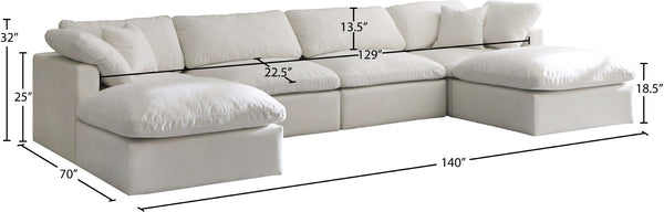 Plush Velvet / Down / Engineered Wood / Foam Contemporary Cream Velvet Standard Cloud-Like Comfort Modular Sectional - 140" W x 70" D x 32" H