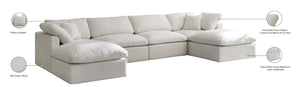 Plush Velvet / Down / Engineered Wood / Foam Contemporary Cream Velvet Standard Cloud-Like Comfort Modular Sectional - 140" W x 70" D x 32" H