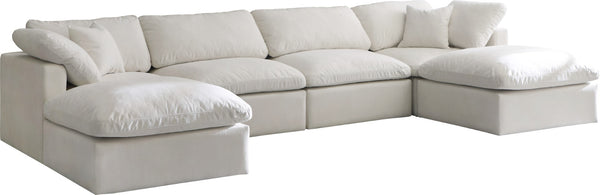 Plush Velvet / Down / Engineered Wood / Foam Contemporary Cream Velvet Standard Cloud-Like Comfort Modular Sectional - 140" W x 70" D x 32" H