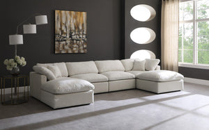 Plush Velvet / Down / Engineered Wood / Foam Contemporary Cream Velvet Standard Cloud-Like Comfort Modular Sectional - 140" W x 70" D x 32" H