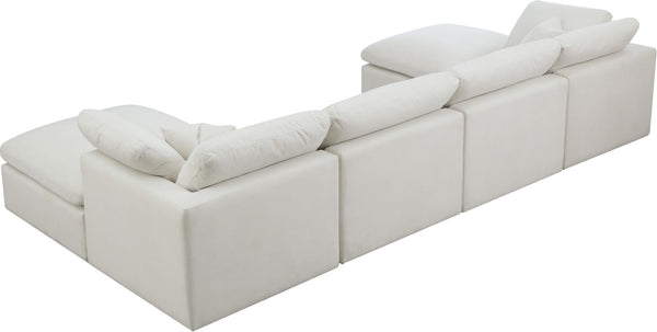 Plush Velvet / Down / Engineered Wood / Foam Contemporary Cream Velvet Standard Cloud-Like Comfort Modular Sectional - 140" W x 70" D x 32" H