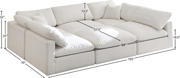 Plush Velvet / Down / Engineered Wood / Foam Contemporary Cream Velvet Standard Cloud-Like Comfort Modular Sectional - 105" W x 70" D x 32" H