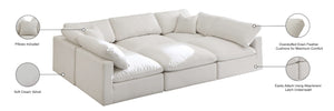 Plush Velvet / Down / Engineered Wood / Foam Contemporary Cream Velvet Standard Cloud-Like Comfort Modular Sectional - 105" W x 70" D x 32" H