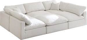 Plush Velvet / Down / Engineered Wood / Foam Contemporary Cream Velvet Standard Cloud-Like Comfort Modular Sectional - 105" W x 70" D x 32" H