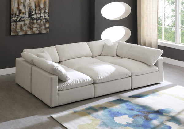 Plush Velvet / Down / Engineered Wood / Foam Contemporary Cream Velvet Standard Cloud-Like Comfort Modular Sectional - 105" W x 70" D x 32" H