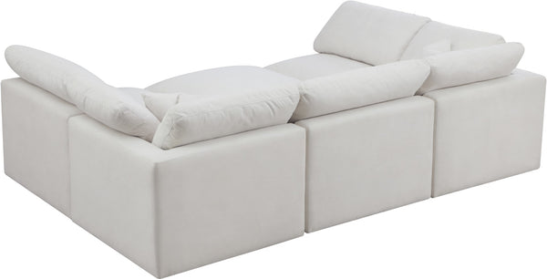Plush Velvet / Down / Engineered Wood / Foam Contemporary Cream Velvet Standard Cloud-Like Comfort Modular Sectional - 105" W x 70" D x 32" H