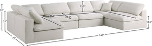 Plush Velvet / Down / Engineered Wood / Foam Contemporary Cream Velvet Standard Cloud-Like Comfort Modular Sectional - 140" W x 70" D x 32" H