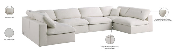 Plush Velvet / Down / Engineered Wood / Foam Contemporary Cream Velvet Standard Cloud-Like Comfort Modular Sectional - 140" W x 70" D x 32" H