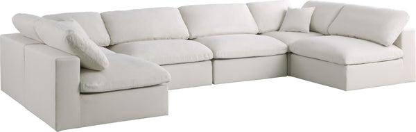 Plush Velvet / Down / Engineered Wood / Foam Contemporary Cream Velvet Standard Cloud-Like Comfort Modular Sectional - 140" W x 70" D x 32" H