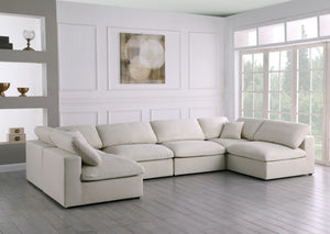 Plush Velvet / Down / Engineered Wood / Foam Contemporary Cream Velvet Standard Cloud-Like Comfort Modular Sectional - 140" W x 70" D x 32" H