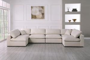 Plush Velvet / Down / Engineered Wood / Foam Contemporary Cream Velvet Standard Cloud-Like Comfort Modular Sectional - 140" W x 70" D x 32" H