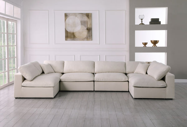 Plush Velvet / Down / Engineered Wood / Foam Contemporary Cream Velvet Standard Cloud-Like Comfort Modular Sectional - 140" W x 70" D x 32" H