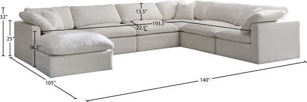 Plush Velvet / Down / Engineered Wood / Foam Contemporary Cream Velvet Standard Cloud-Like Comfort Modular Sectional - 140" W x 105" D x 32" H