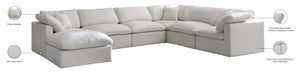 Plush Velvet / Down / Engineered Wood / Foam Contemporary Cream Velvet Standard Cloud-Like Comfort Modular Sectional - 140" W x 105" D x 32" H