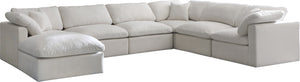 Plush Velvet / Down / Engineered Wood / Foam Contemporary Cream Velvet Standard Cloud-Like Comfort Modular Sectional - 140" W x 105" D x 32" H